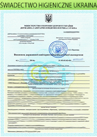 Certyfikat Świadectwo Higeniczne Ukraina